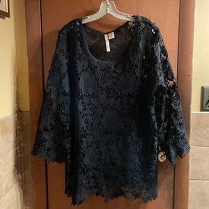 Forgotten Grace Black Lace Tunic Sz 1x